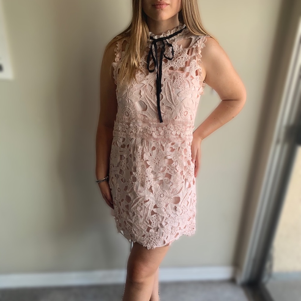 Ina Pale Pink Lace Mini Dress Size M/L